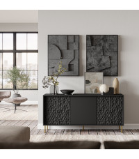 BULLET KM-1 komoda czarny, nogi: złoty (2P1SZT)