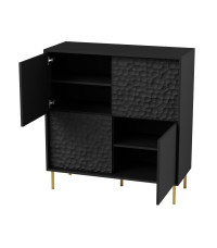 BULLET KM-2 komoda czarny, nogi: złoty (2P1SZT)