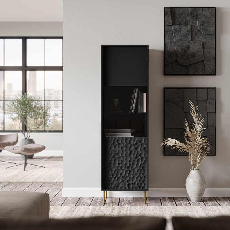 BULLET W-1 witryna czarny, nogi: złoty (2P1SZT)