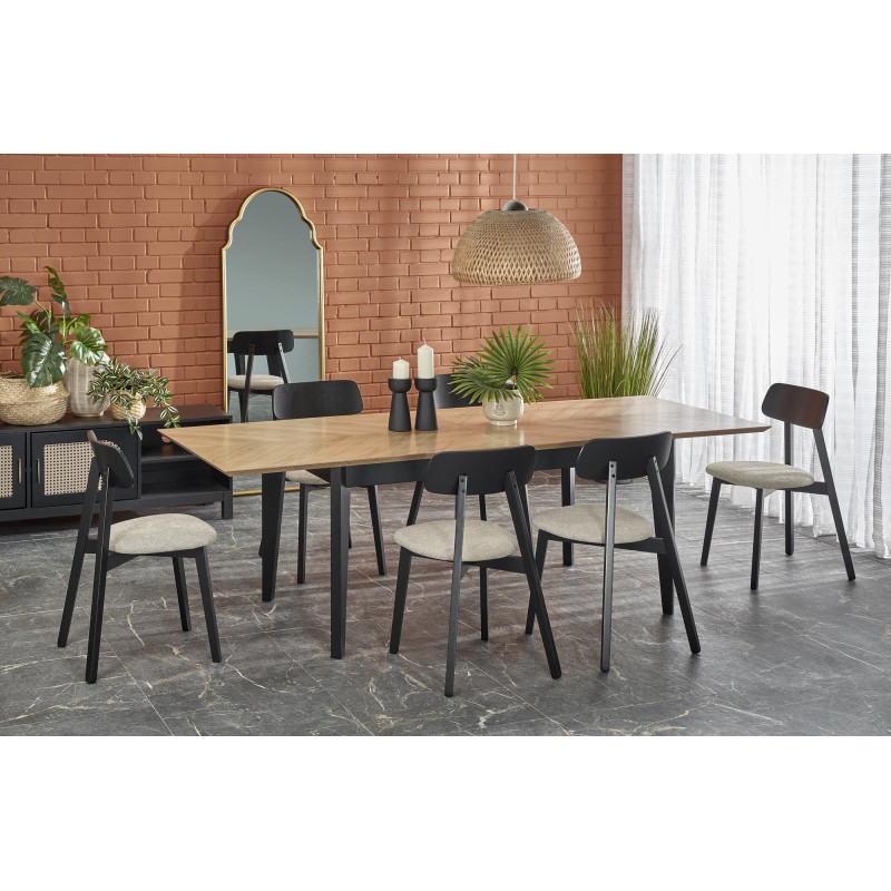 EDMONDO stół rozkładany dąb naturalny / czarny (2p1szt)