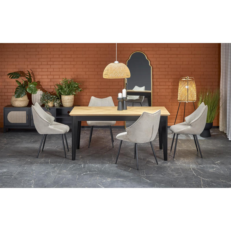 EDMONDO stół rozkładany dąb naturalny / czarny (2p1szt)