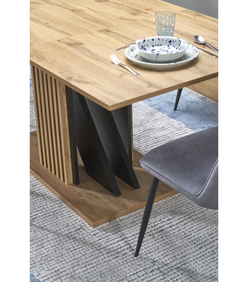 FABIANO stół rozkładany 135-175/85 cm dąb wotan/czarny (2p1szt)