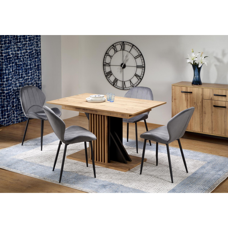 FABIANO stół rozkładany 135-175/85 cm dąb wotan/czarny (2p1szt)