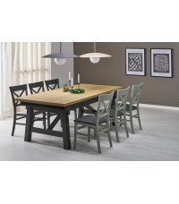 FIESTA stół rozkładany 200-280x100x77 cm dąb naturalny/czarny (3p1szt)