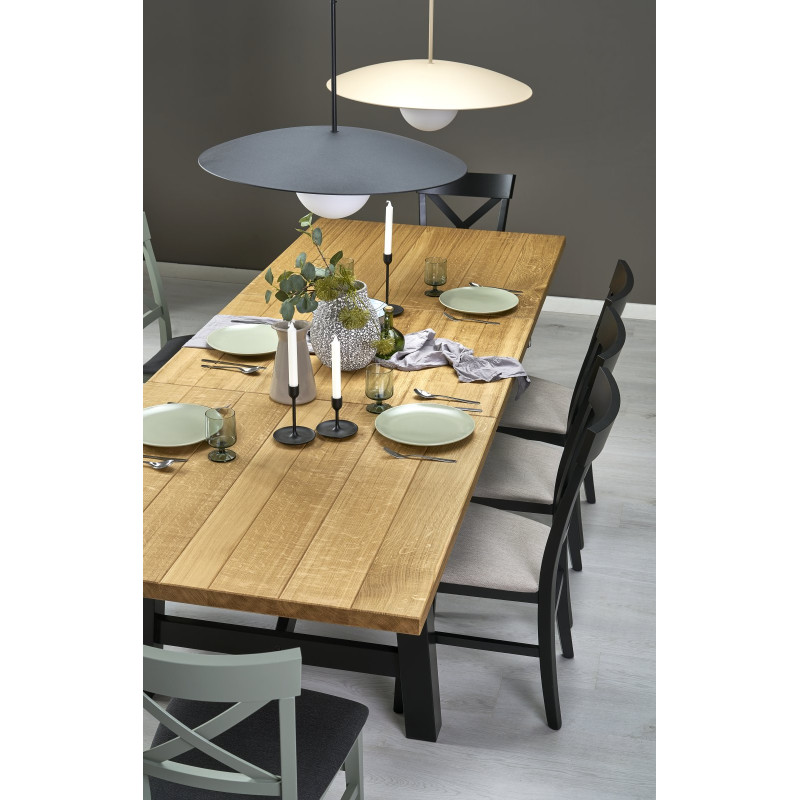 FIESTA stół rozkładany 200-280x100x77 cm dąb naturalny/czarny (3p1szt)