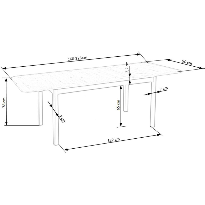 FLORIAN stół rozkładany blat - dąb artisan, nogi - czarny (2p1szt)