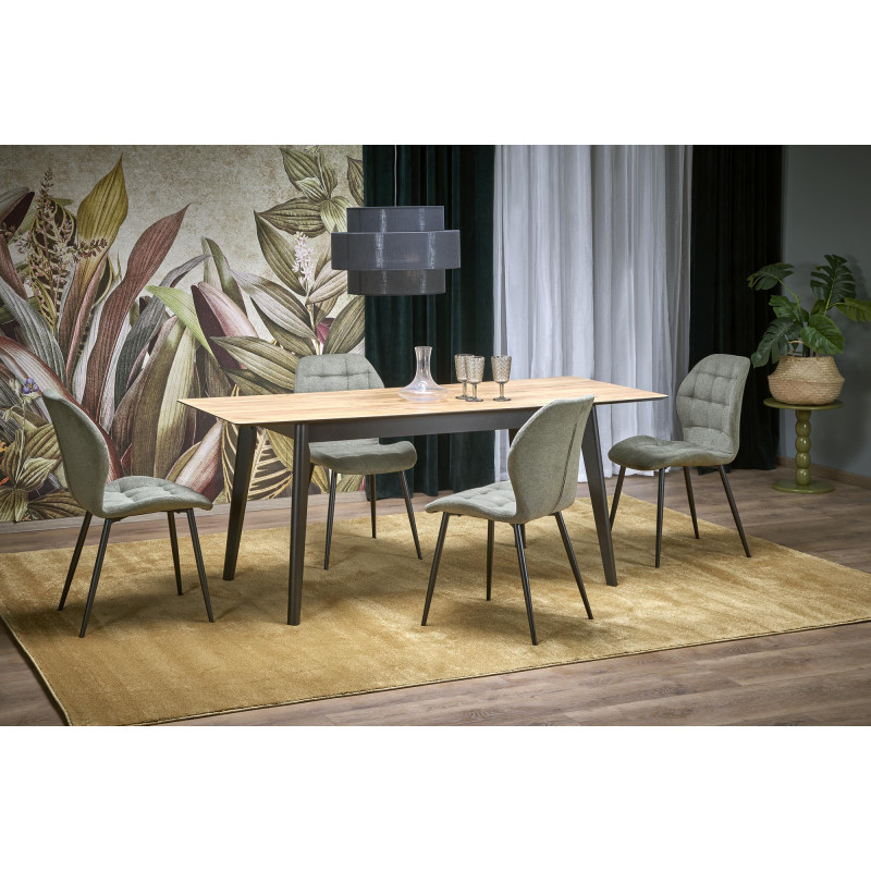 GULIAN stół rozkładany, blat - dąb wotan, nogi - czarny (2p1szt)