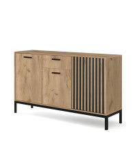 LAMINO KM-1 komoda dąb craft/czarny, nogi: czarny (3p1szt)