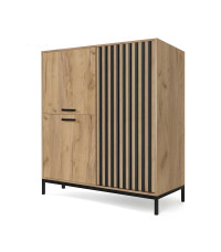 LAMINO KM-2 komoda dąb craft/czarny, nogi: czarny (2p1szt)