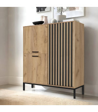 LAMINO KM-2 komoda dąb craft/czarny, nogi: czarny (2p1szt)