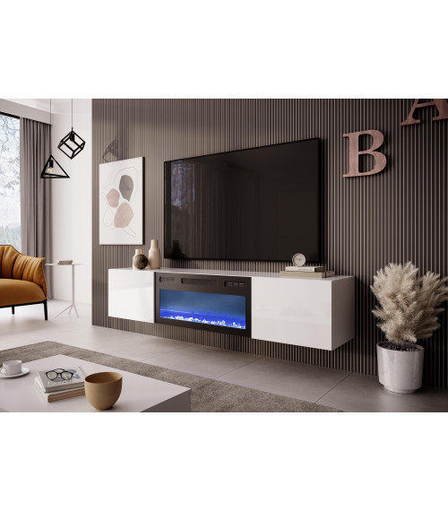 LIVO RTV 180 wisząca z kominkiem biały (2p1szt)