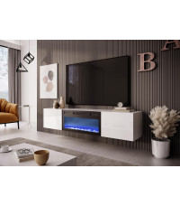 LIVO RTV 180 wisząca z kominkiem biały (2p1szt)