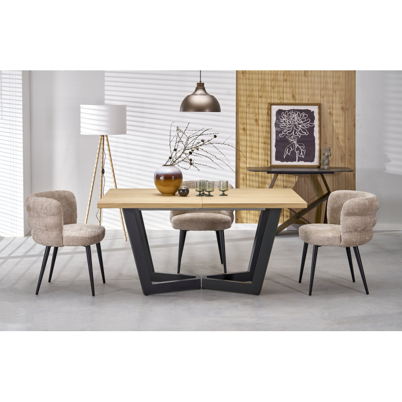 MASSIVE 2 stół rozkładany 160-250x90x77 cm dąb naturalny/czarny (2p1szt)