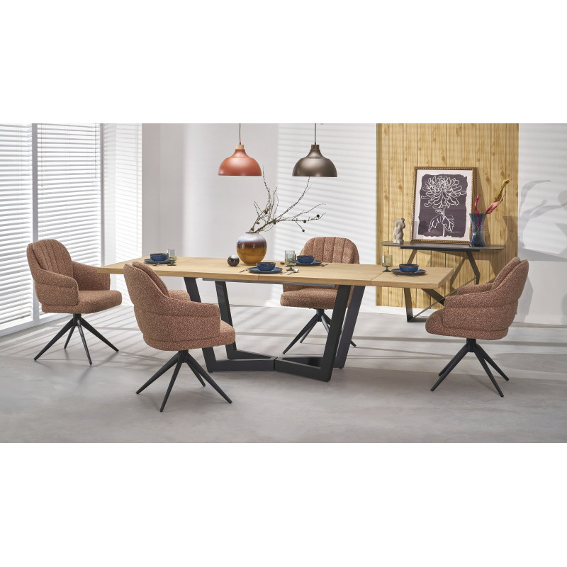 MASSIVE 2 stół rozkładany 160-250x90x77 cm dąb naturalny/czarny (2p1szt)