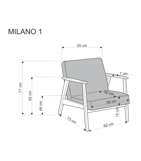MILANO 1S fotel - jasny beżowy tap. Castel 04 (1p1szt)