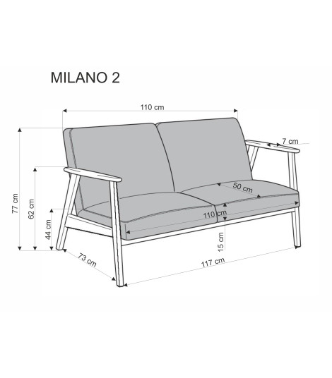 MILANO 2S sofa - beżowy tap. Castel 15 (1p1szt)