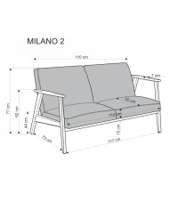 MILANO 2S sofa - oliwkowy tap. Castel 39 (1p1szt)