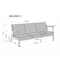 MILANO 3S sofa - oliwkowy tap. Castel 39 (1p1szt)