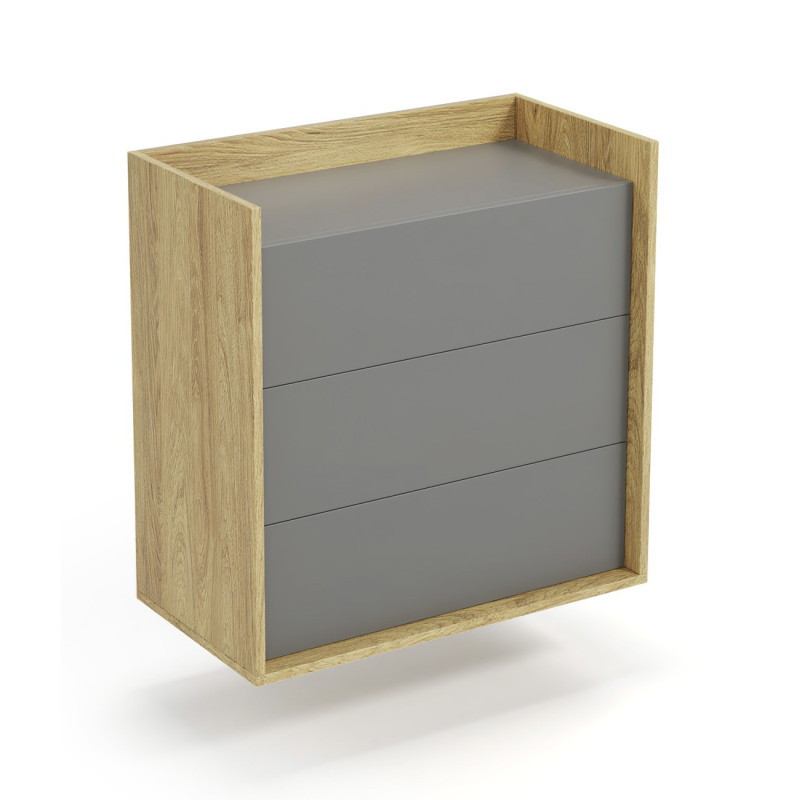 MOBIUS KOMODA 3S korpus: hikora naturalna, fronty - szary przykurzony (1p2szt)
