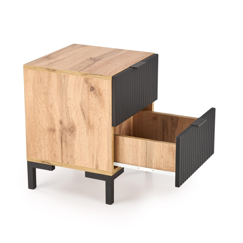 NELA szafka nocna, dąb craft - czarny (1p1szt)