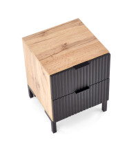 NELA szafka nocna, dąb craft - czarny (1p1szt)