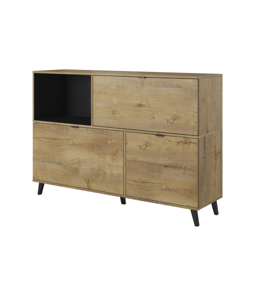 NEST KM-1 komoda dąb lefkas/ czarny (2p1szt)