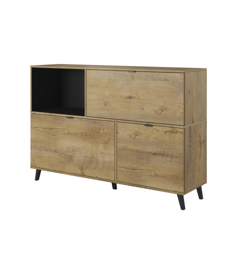 NEST KM-1 komoda dąb lefkas/ czarny (2p1szt)