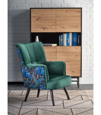 PAGONI fotel wypoczynkowy c. zielony / czarny (tkanina Bluvel 78) (1p1szt)