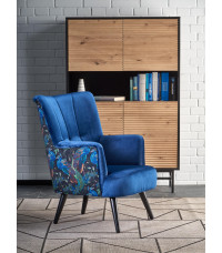 PAGONI fotel wypoczynkowy granatowy / czarny (tkanina Bluvel 86) (1p1szt)