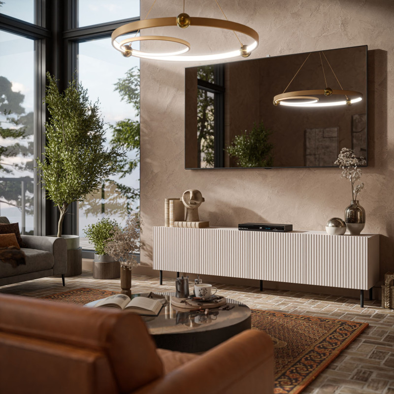 PAXOS RTV-2 TV  stolik RTV 200 cm, kolor: kaszmir - czarny (2p1szt)