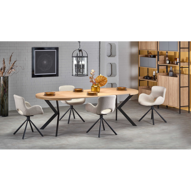 PERONI stół rozkładany dąb złoty - czarny (2p1szt)