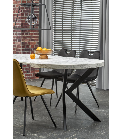 PERONI stół rozkładany biały marmur - czarny (2p1szt)