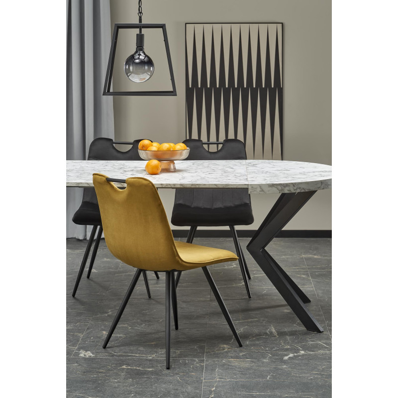 PERONI stół rozkładany biały marmur - czarny (2p1szt)