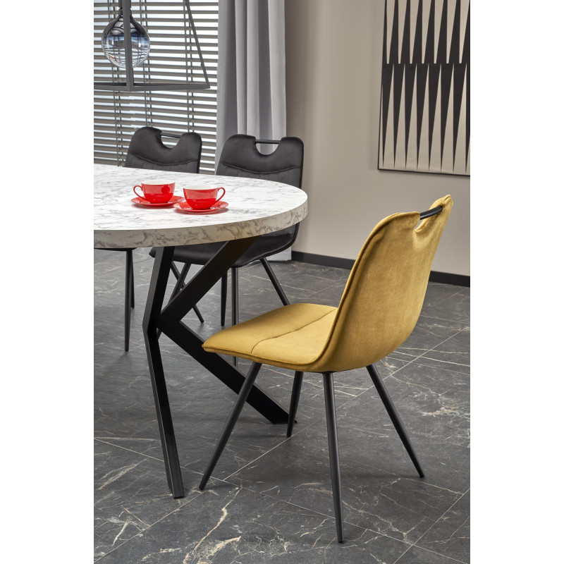 PERONI stół rozkładany biały marmur - czarny (2p1szt)