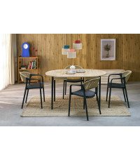 PIVOT stół rozkładany 102-142x102x75 cm, blat - dąb artisan, nogi - czarny (1p1szt)