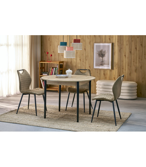 PIVOT stół rozkładany 102-142x102x75 cm, blat - dąb artisan, nogi - czarny (1p1szt)