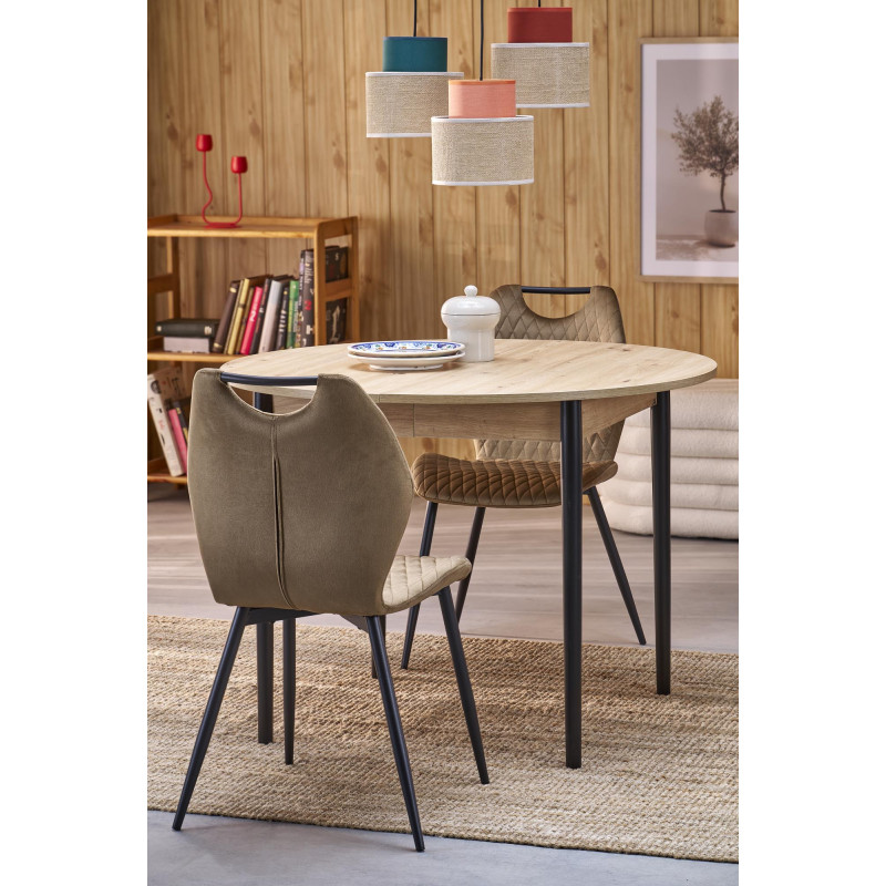 PIVOT stół rozkładany 102-142x102x75 cm, blat - dąb artisan, nogi - czarny (1p1szt)