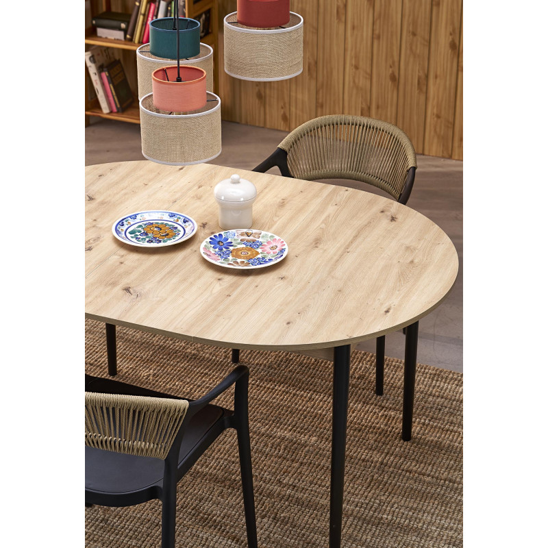 PIVOT stół rozkładany 102-142x102x75 cm, blat - dąb artisan, nogi - czarny (1p1szt)