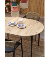 PIVOT stół rozkładany 102-142x102x75 cm, blat - dąb artisan, nogi - czarny (1p1szt)