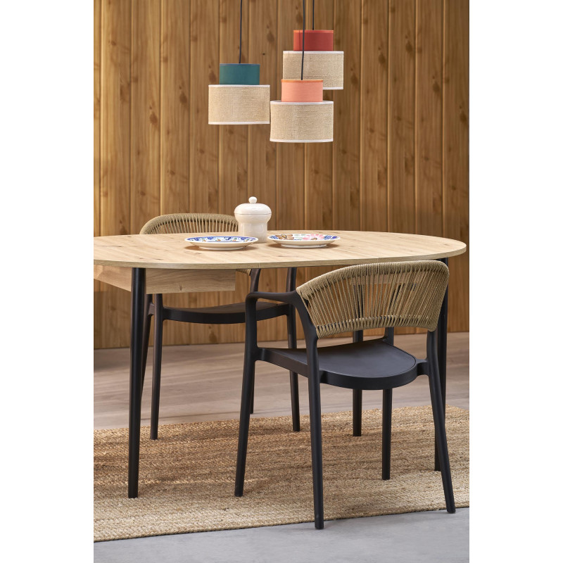 PIVOT stół rozkładany 102-142x102x75 cm, blat - dąb artisan, nogi - czarny (1p1szt)