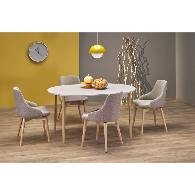 PIVOT stół rozkładany 102-142x102x75 cm, blat - kaszmir, nogi - naturalny (1p1szt)