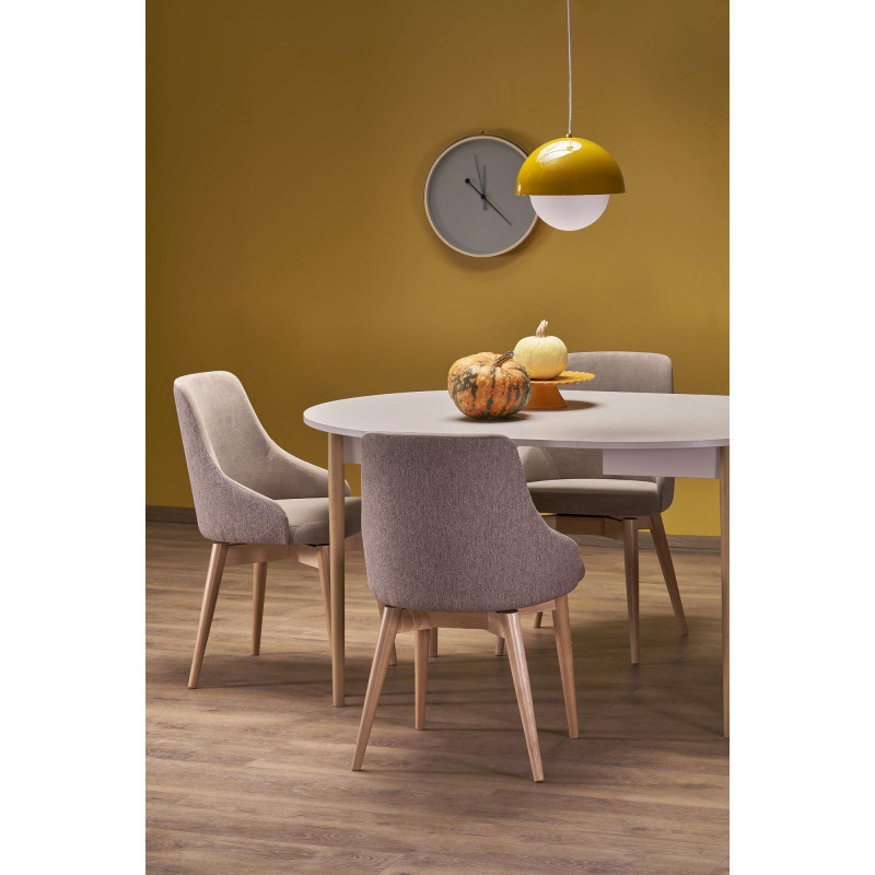 PIVOT stół rozkładany 102-142x102x75 cm, blat - kaszmir, nogi - naturalny (1p1szt)