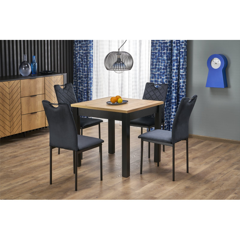QUBIK stół rozkładany 80-200/80/76 cm dąb artisan/czarny (2p1szt)