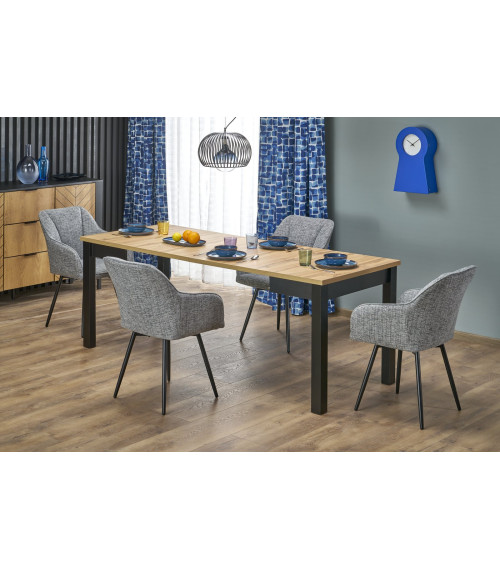 QUBIK stół rozkładany 80-200/80/76 cm dąb artisan/czarny (2p1szt)