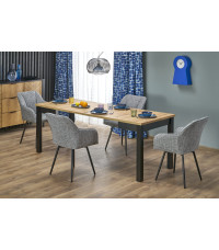 QUBIK stół rozkładany 80-200/80/76 cm dąb artisan/czarny (2p1szt)