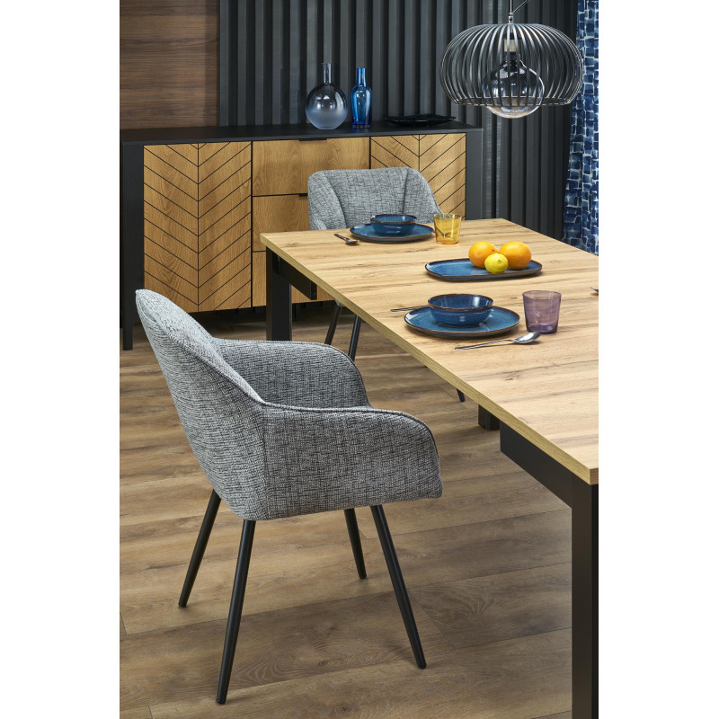 QUBIK stół rozkładany 80-200/80/76 cm dąb artisan/czarny (2p1szt)