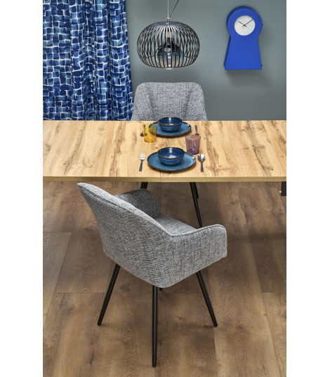 QUBIK stół rozkładany 80-200/80/76 cm dąb artisan/czarny (2p1szt)