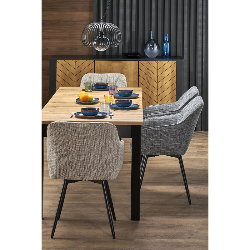 QUBIK stół rozkładany 80-200/80/76 cm dąb artisan/czarny (2p1szt)