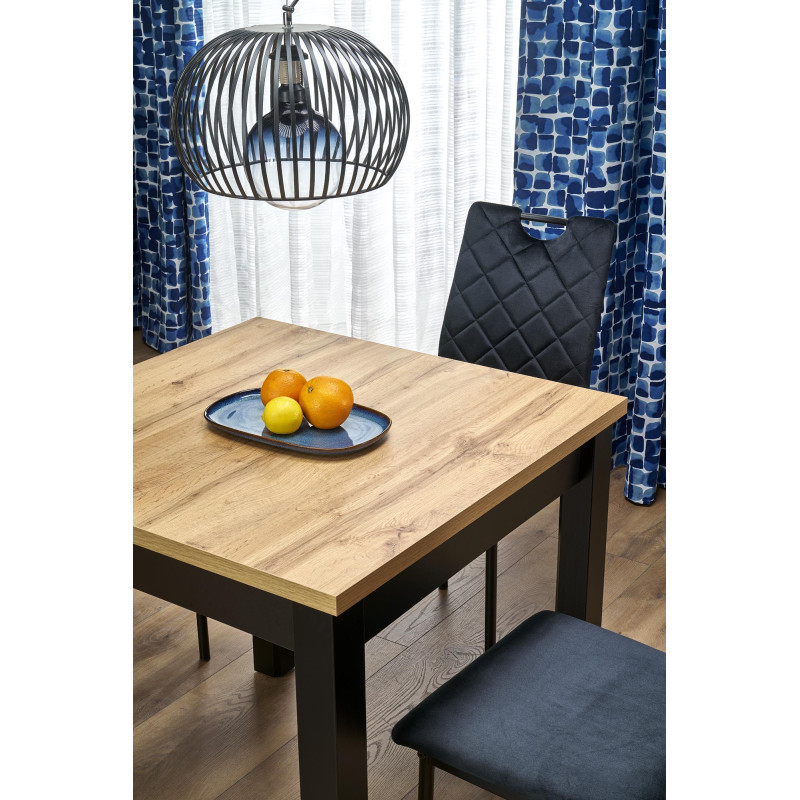 QUBIK stół rozkładany 80-200/80/76 cm dąb artisan/czarny (2p1szt)
