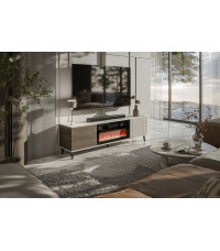 RANDOM 2 RTV-K stolik RTV 180 cm z kominkiem kaszmir / orzech / czarny (3p1szt)